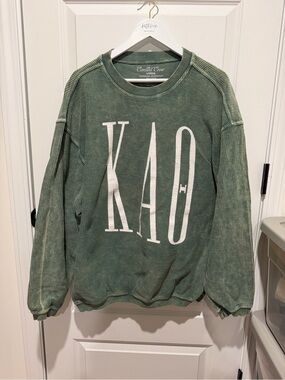 Green Kappa Alpha Theta Corded Crewneck Sweater